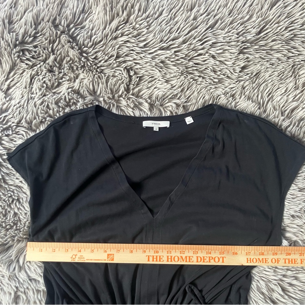 Vince Popover Vneck Tier Dress Black Medium - Picture 5 of 10